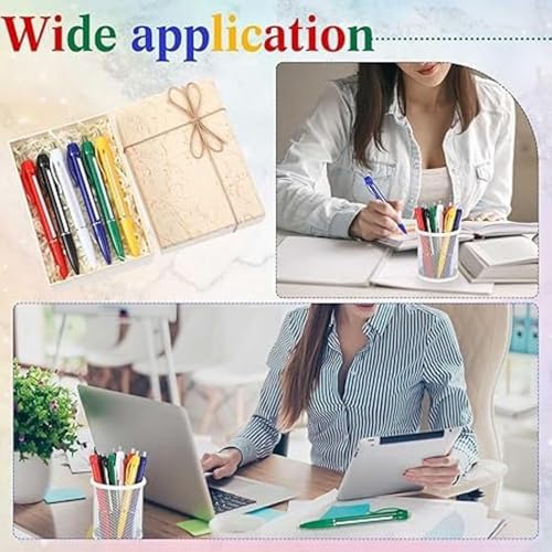 Image of Pen with Paper | Retractable Pullout Banner Pen | Ballpoint Pen with Built-In Paper Scroll for Notes | Stationery Supplies for School, Office, and Projects (Pack of 2, Multicolor)