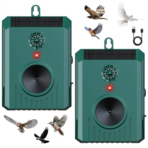 2026 Solar Ultrasonic Bird Repellent Devices Bird Repeller Outdoor Motion Activated Bird Deterrents for Outside IP65 Woodpecker Deterrent Pigeon Goose Repellent for Patio Balconies Porch Rooftop (2)