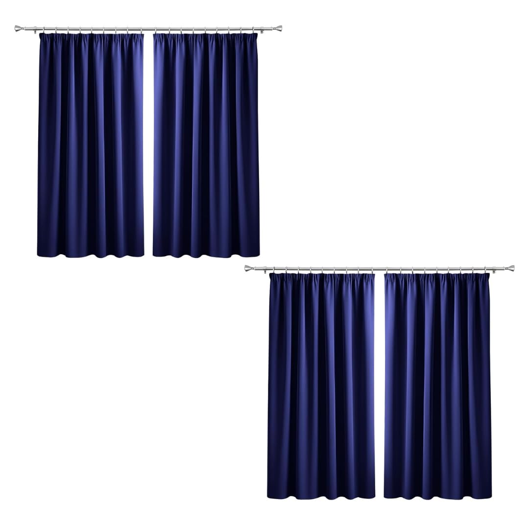 Imperial Rooms Blackout Curtains for Bedroom 46x54 Navy Curtain Privacy Protection Pencil Pleat Curtains Thermal Insulated Energy Saving Curtains for Living Room 4 Panel with Tiebacks