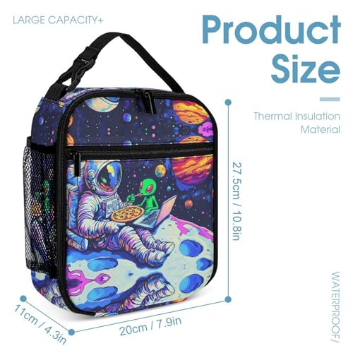 Astronaut Aliens Pizza Cute Backpacks Set Lightweight Lunch Bag Aesthetic Pencil Cases for Travel Work4