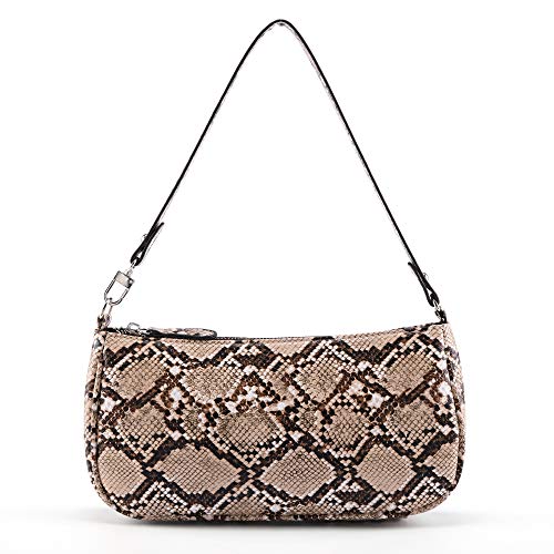 Ayliss Snakeskin Clutch Shoulder Tote HandBag Mini Purse for Women Animal Print Fashion Classic PU Leather Bag Zipper (Snakeskin)