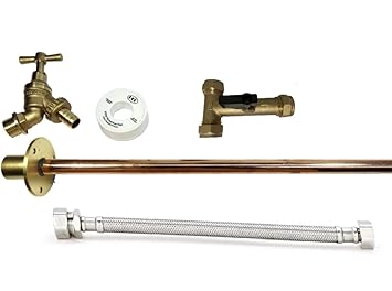 Taps2Traps Professional Outside Garden Tap Kit Complete Meets Water Regulations GT1 DIY Outdoor Tap Kit Includes 350mm Through Wall Flange Isolation Valve for Winter Drain Down