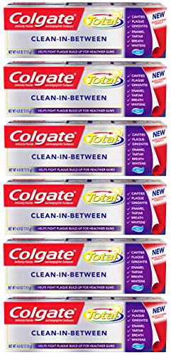 Colgate Total Foaming Gel Toothpaste, Clean-In-Between - 4 ounce (6 Pack)