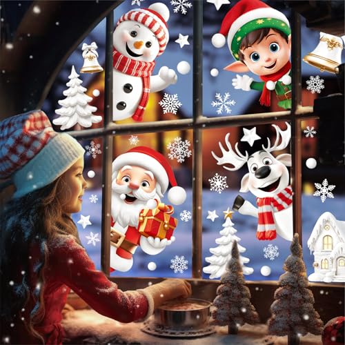 155 Stück Fensterbilder Weihnachten,Selbstklebend PVC Weihnachtsdeko...