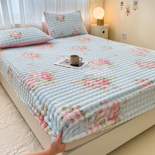 JIANINGHOME Sábanas de franela de 150 x 200 pulgadas, sábana bajera de franela para cama individual, doble, superking