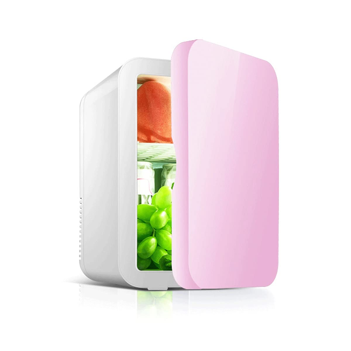Mini refrigerador de 8 litros, enfriador, calentador y refrigerador compacto con alimentación CA/CC, ideal para el dormitorio (color: rosa, tamaño: 12 V/220 V)
