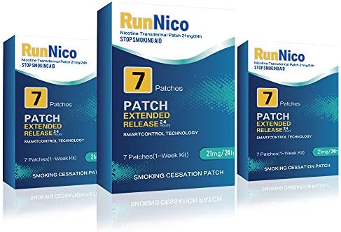 RunNico Nicotine Transdermal Patches Stop Smoking Aid Nicotine System Patch Smoking Cessation 21mg 21 Patches