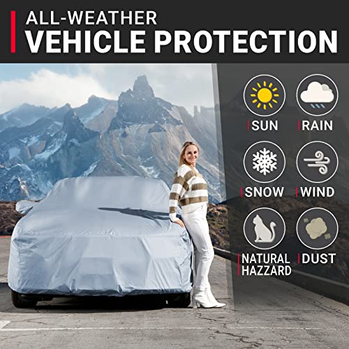iCarCover 30-Layer Premium Coupe Car Cover Waterproof All Weather | Rain Snow UV Sun Hail Protector for Automobiles | Automotive Accessories | Full Exterior Indoor Outdoor Car Cover Fit (194"-198" L)