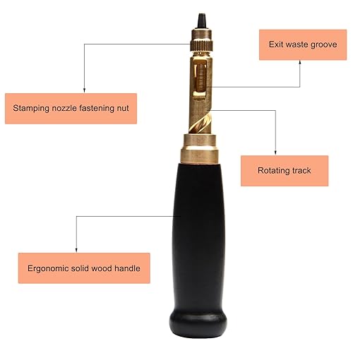 Miniatura 2 de CJRSLRB Perforadora japonesa con tornillo ajustable de 6 tamaños de punta, perforadora de cuero con mango de madera, juego de perforadores de cuero