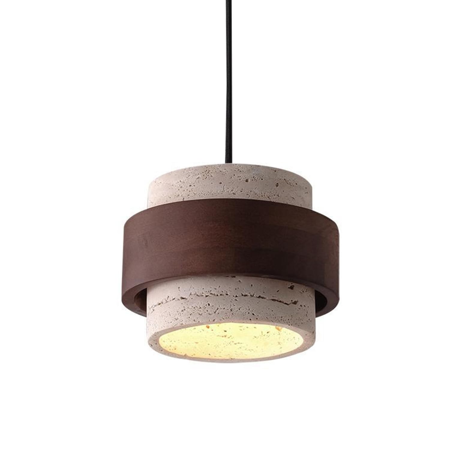 Cylindryczna Lampa Wisząca Z Połowy Wieku Nowoczesne, Spersonalizowane Lampy Wiszące Żółty, Naturalny Żyrandol Z Trawertynu Mała Lampa Sufitowa Z Gwintem E27 Do Jadalni Lub Gabinetu