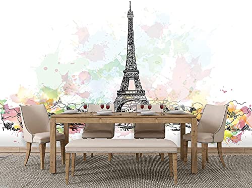 Oedim Papel Pintado para Pared Trazos Torre Eiffel, Mural, Papel Pintado, Decoración comedores, Salones, Habitaciones