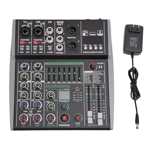 Zopsc 4-Channel Bluetooth DJ Mixer with DSP Effects & EQ