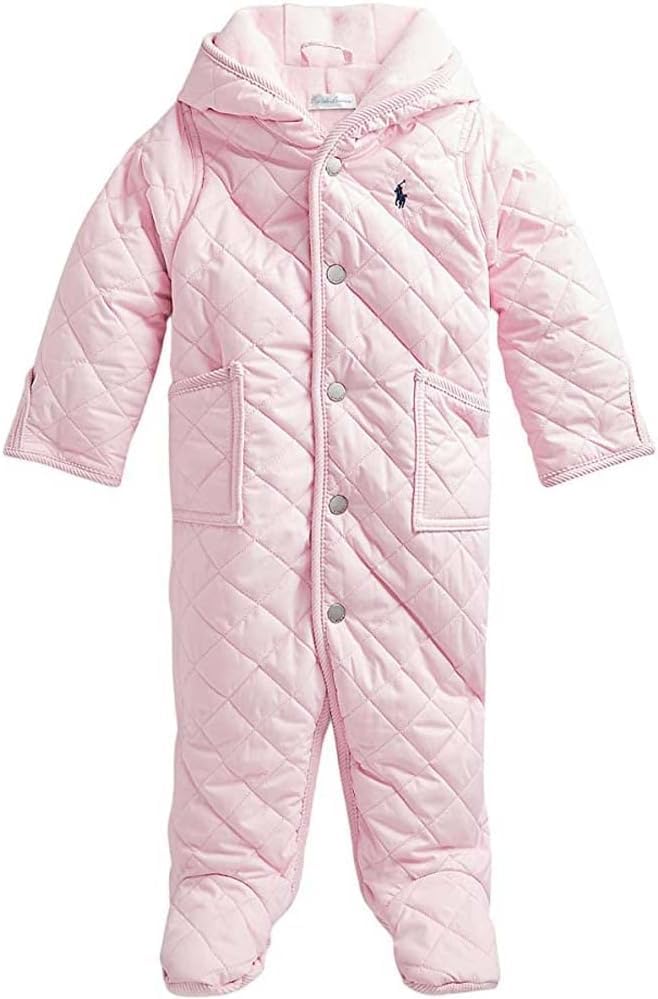 Polo Ralph Lauren Infant Quilted Bunting Snowsuit (9 Months, Hint Of Pink)