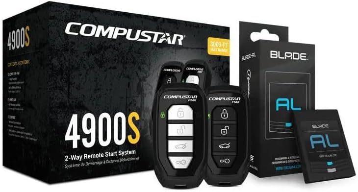 Compustar CS4900-S 4-Button 2-Way 3000' Remote Start System Bundled with + BLADEAL Bypass Module (Renewed)