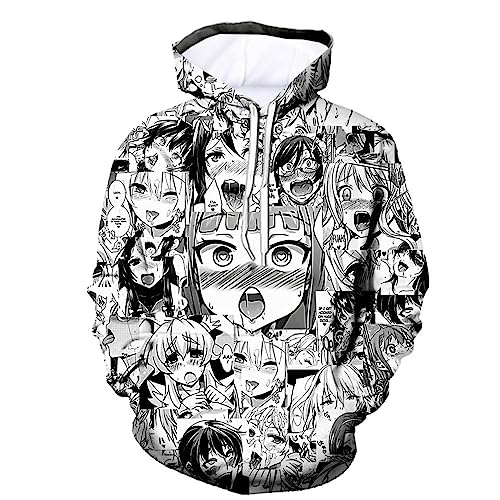 HSLLJLOO Kawaii Anime Girl Blush Hoodie High Definition Digital Printed Unisex Ultra David Coat Fall/Winter Fashion
