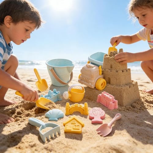 Jouets de sable et bac à sable enfant avec kit construction château extérieur