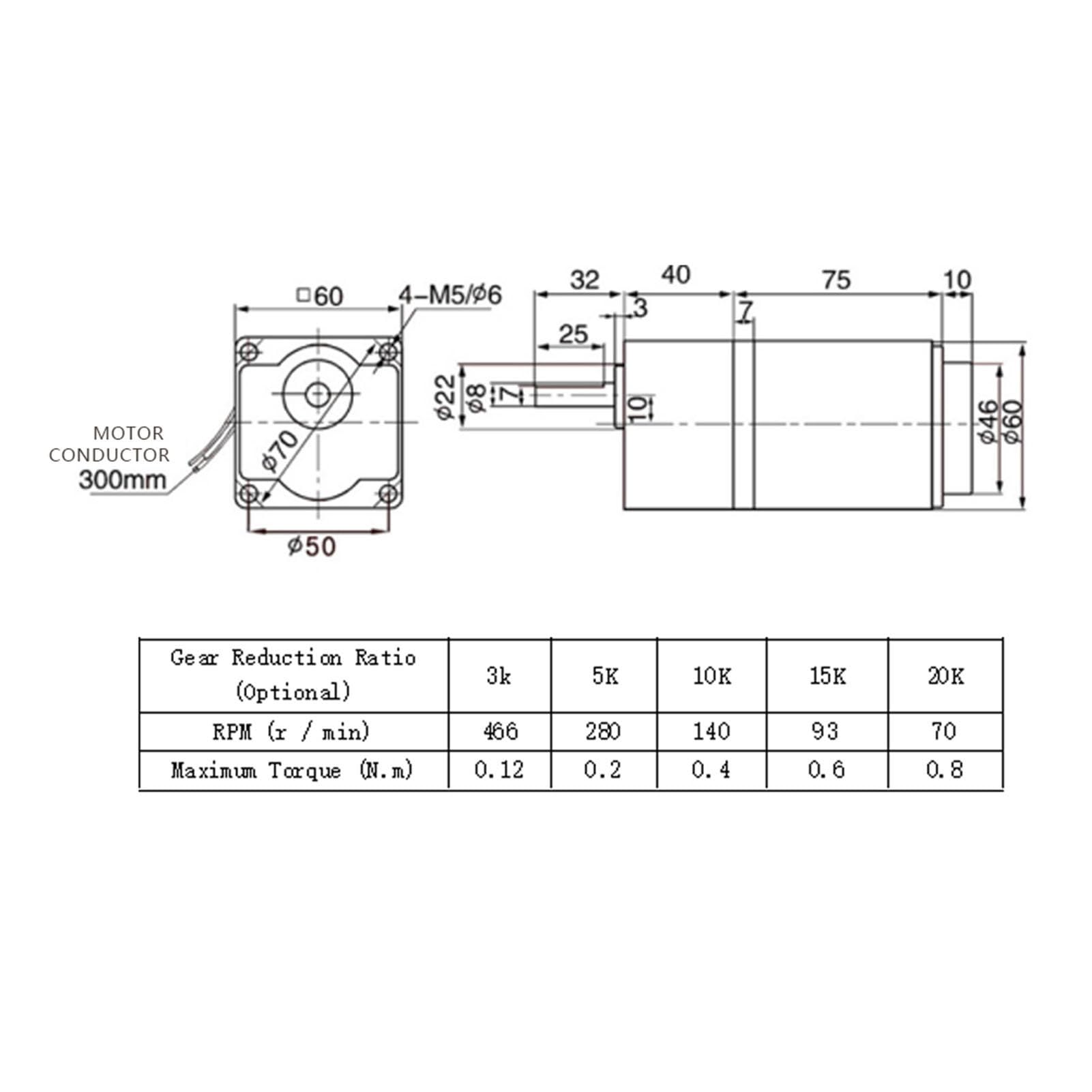 Motor Asíncrono Monofásico 220V 6W con Reductor de Velocidad Ajustable Reversible 4 Polos Metal para Aplicaciones Industriales