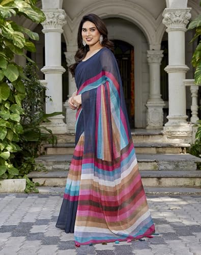 Image of Yashika Women's Chanderi Floral Digital Print Chandheri Saree with Unstitched Blouse Material