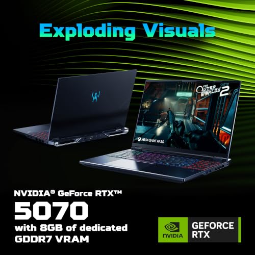 Image of Acer Predator Helios Neo 16 AI, Intel Core Ultra-9 290HX+, NVIDIA GeF RTX 5070-8GB, 16GB RAM /1TB SSD, (16 inch) WQXGA IPS, 240Hz /92Whr, Win 11H, Abyss Black, 2.7Kg, PHN16-I71, RGB KB, Gaming Laptop