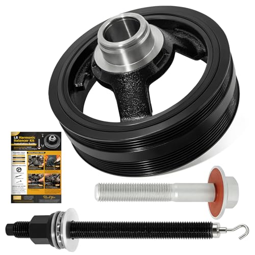 LOBIUTIYA 19300488 594-209 LS Harmonic Balancer Kit with Installation Tool and Crank Bolt For Chevy Silverado Tahoe Sierra Yukon 4.8L 5.3L 6.0L 6.2L Engine Crankshaft Pulley Replacement 12553112