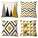 Ohok Confezione da 4 federe quadrate morbide e decorative, 45 x 45 cm, per soggiorno, divano, camera da letto, divano (giallo grigio geometrico)