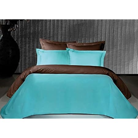 Salome Prestige Housse De Couette Bicolore Et Reversible Satin De Coton 120 Fils 200x200 Chocolat Turquoise Amazon Fr Cuisine Maison