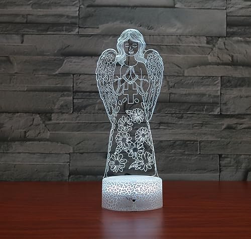 Lámpara de mesa nocturna 3D Ángel con control remoto miniatura 4