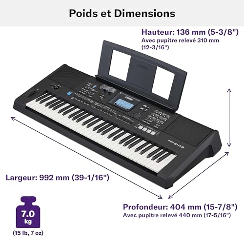Clavier numérique Yamaha PSR E473 820 sonorités 290 styles Effets DSP avancés - vue 5