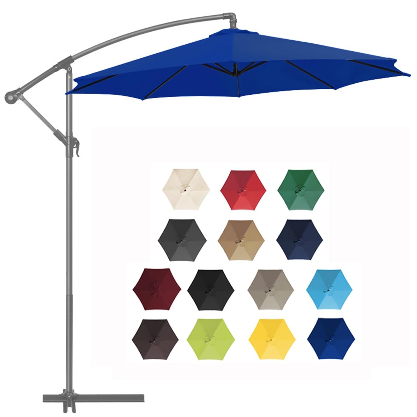 HAOKKV Replacement Parasol, replacement parasol cover 2.0m/2.7m/3.0m+6 Arms replacement parasol fabric cover for Garden Umbrella(Navy blue,3.0m/9.8ft)