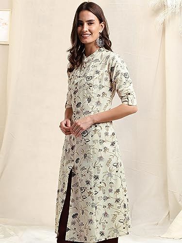 Image of MIRCHI FASHION Women Rayon Sequin Embroidery and Polka Dots Print Straight Kurta