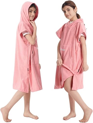Miniatura 6 de Hiturbo Toalla cambiadora para niños, poncho absorbente de secado rápido, toallas de baño de microfibra (rosa)