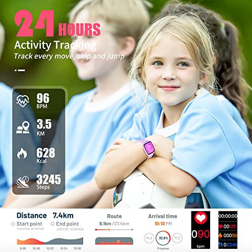 HENGTO Kids Smart Fitness Watch for Boys Girls,Health Sports Fitness Tracker with Heart Rate Sleep Monitor,19 Sport Modes Activity Tracker with Pedometer Steps,great Kids Gift (PP Purple) - Image 3