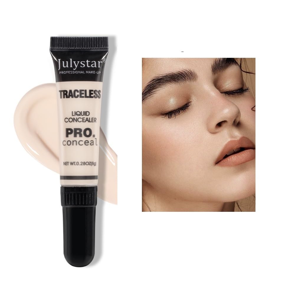 Julystar Liquid Foundation and Concealer, Facial Contour and Brightening Formula, Covers Acne and Dark Circles (1, 1)