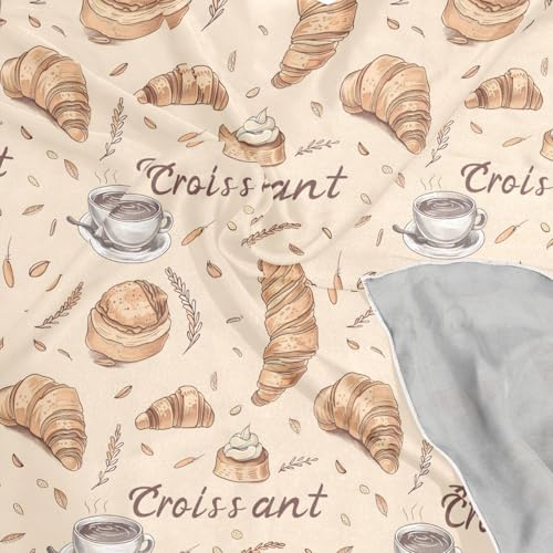 Women's Square Silk Hair Scarves and Wraps Headscarf Coffee Croissants Head Neck Scarf Bandana 24inch4