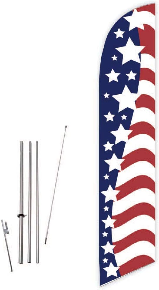 American Glory (US Flag) Feather Flag with Complete 15ft Pole kit and Ground Spike