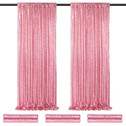 Backdrop Curtains Blush Pink Sequin Photo Curtain 6 Panels 2ftx8ft Glitter Birthday Wedding Engagement Baby Shower