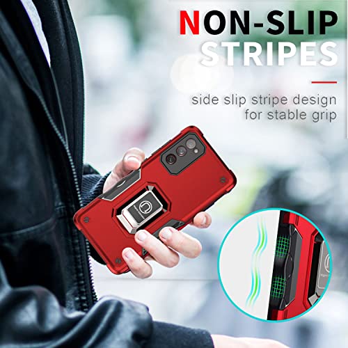 Coque Samsung S20 FE antichoc rouge avec bague rotative 360