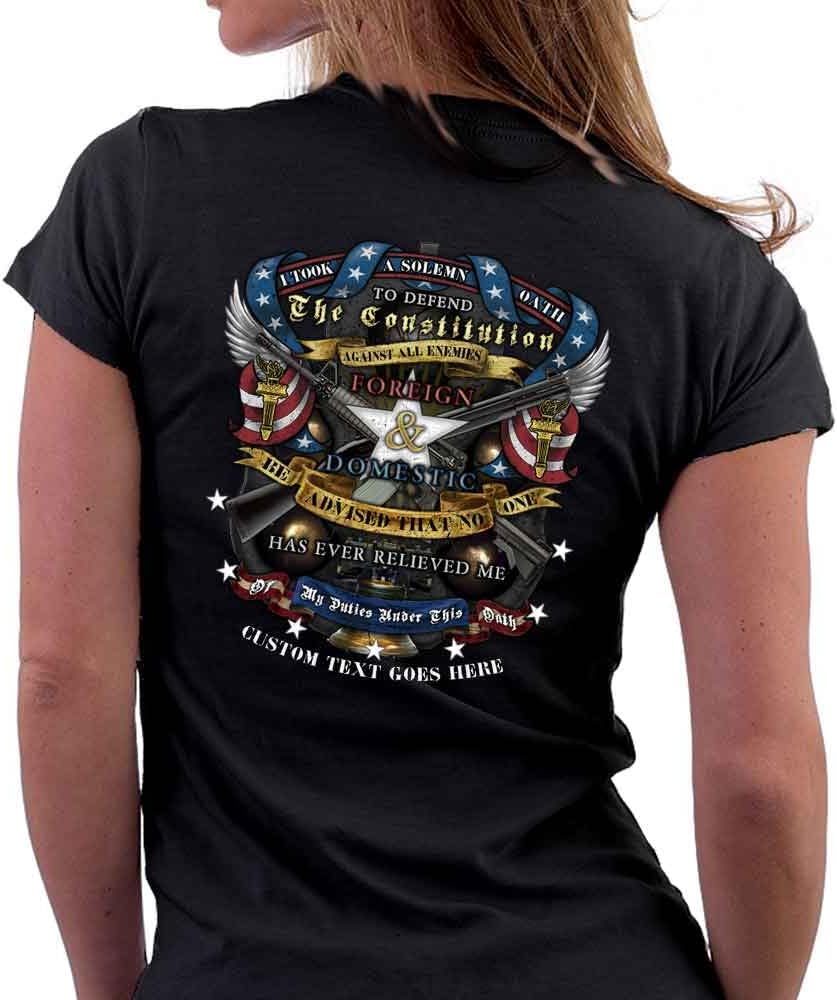 Oath to Constitution Made in The USA Military Law Enforcement Womens T-Shirt