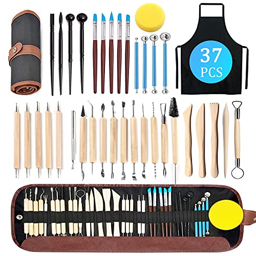 Twbest Herramientas De Escultura,37pcs Herramientas De Arcilla, Herramientas De Modelado,Herramientas Arcilla Para Arcilla,Cerámica,Obras De Arte Y Manualidades Navideñas