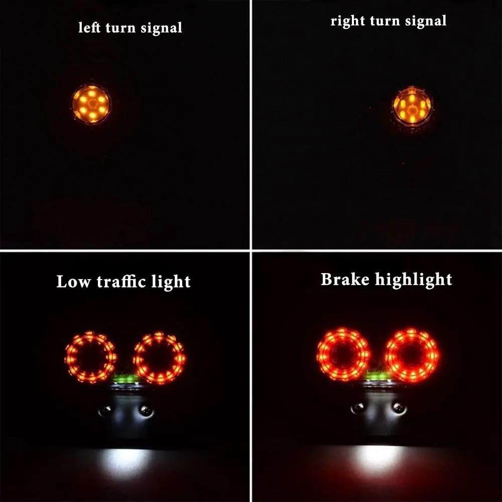 Fanale Posteriore Universale Per Moto A LED Indicatore Di Direzione Del Freno Integrato Lampada Avvertimento Con Staffa Per Targa(Red shell)