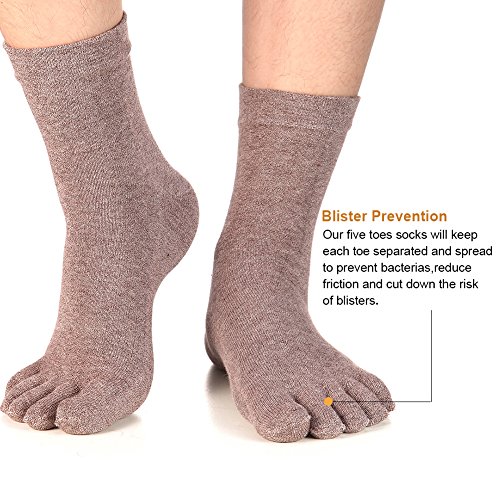 Meaiguo Women's Toe Socks Cotton Crew Five Finger Socks For Running Athletic 4 Pack(Abw2) #TOP2