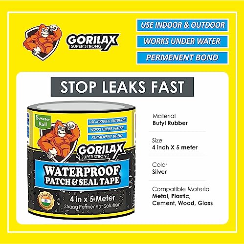 Image of Super Strong Waterproof Leakage Repair Tape, Adhesive Sealant Tape, Water Leakage Permanent Solution For Roof Leak, surface Crack, Window Sill Gap, Boat Sealing, Tank Leak (4 in x 5 meter)