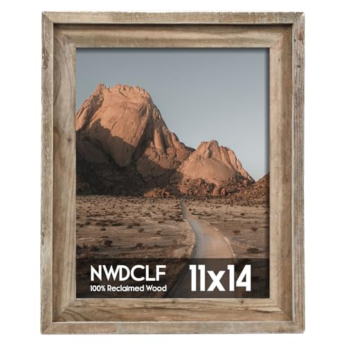 NWDCLF Rustic 11x14 Picture Frame Reclaimed Barnwood Photo Frame with Real Glass Distressed Natural Wood Frame for Wall Mount Farmhouse Country Home Office Cabin Dcor