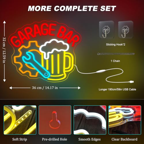 Image of Garage Bar Neon Sign Neon Beer Sign LED Wall Decor for Man Cave & Workshop