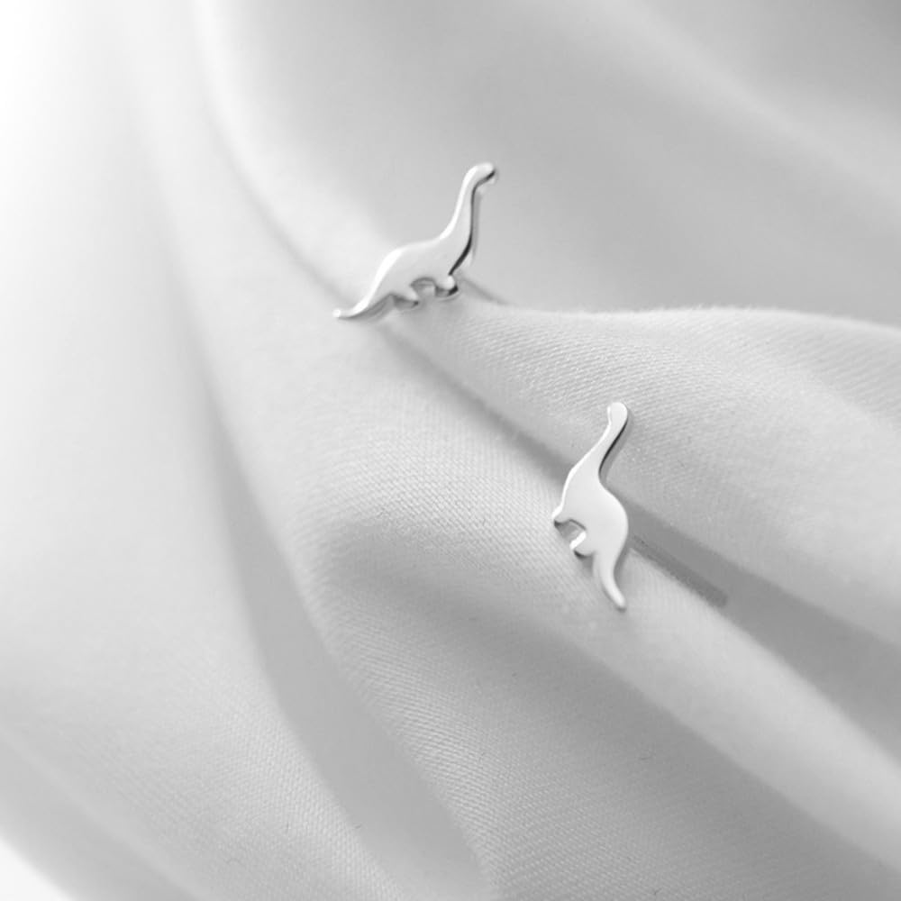 Dinosaur Stud Earrings, S925 Sterling Silver Minimalist Animal Design, Cute & Dainty Studs for Women, Hypoallergenic Gift for Sensitive Ears - Image 6