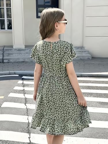 GOKISTOTR Green Dress for Girls 10-12 - A Charming Short-Sleeved Polka-Dot One-Piece Skirt with an Adjustable Belt Perfect for Kids Sizes 5T/6T/8T/9T/10T/11T/12T/13T/14T — view 6