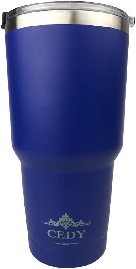 30 oz Stainless Steel Vacuum Insulated Tumbler with Lid, Double-Wall Vacuum Insulation Keeps Drinks Hot or Cold Multiple Colors ((Bottom Painted with Spill Proof Lid) (Blue))