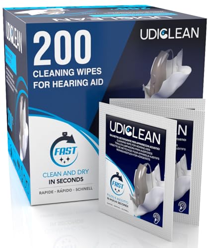 200 Wet Wipes for Cleaning Hearing Aids and Cochlear Devices Udiclean Disposable Wipes for Daily Maintenance Gentle Formula Removes Grease and Sweat