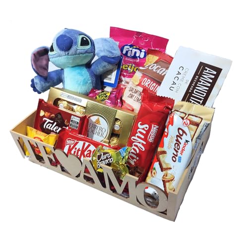 Cesta Stitch Pelúcia Presente Chocolate Ferrero Rocher, Fini