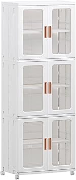 3 Sets Stackable Storage Bins Folding Storage Bins with Lid and Doors, Closet Organizers with Wheels, Plastic Folding Storage Box Collapsible Cabinet Bins, Multi-Use Storage Box A,Large Size